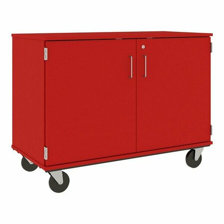 I.D. SYSTEMS 36'' Tall Tulip Red Mobile Storage Cabinet with 18 3 1/2'' Trays 80275F36043 538275F36043